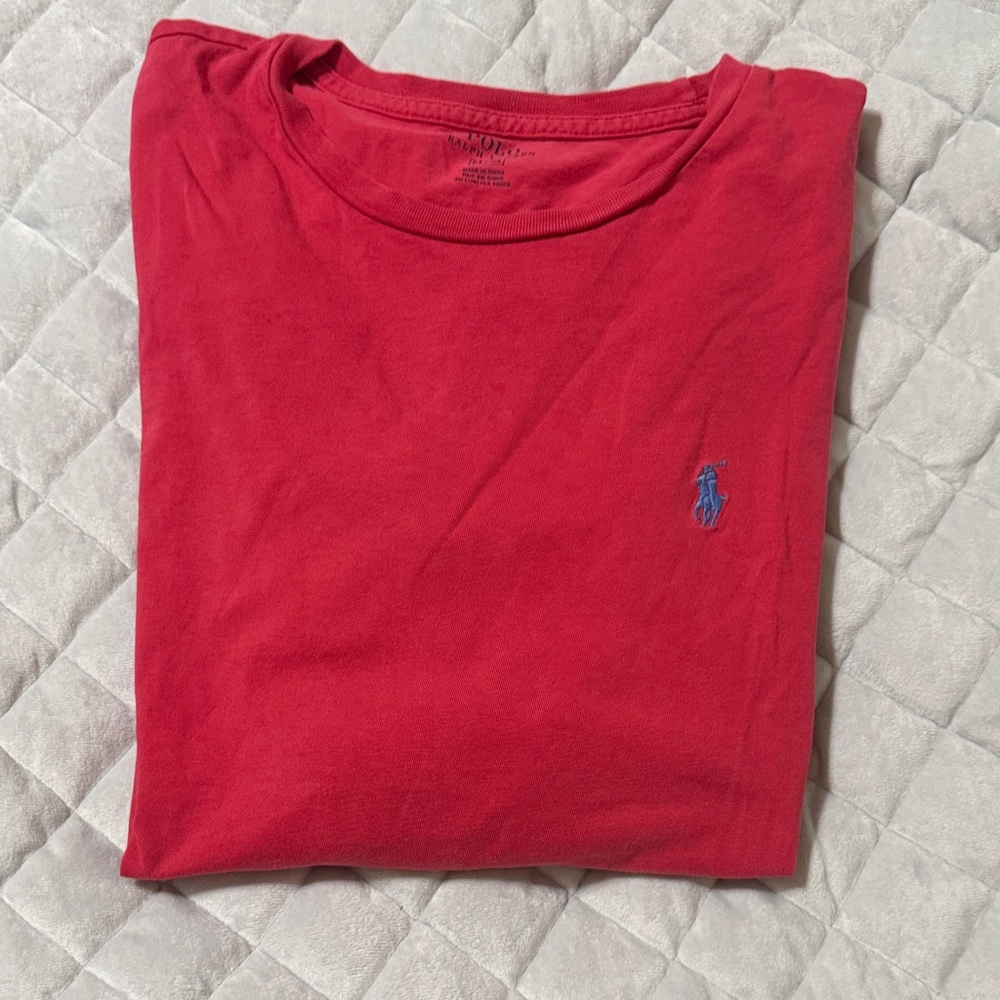 Polo by Ralph Lauren Men’s Red Long Sleeve Tee with Blue Pony